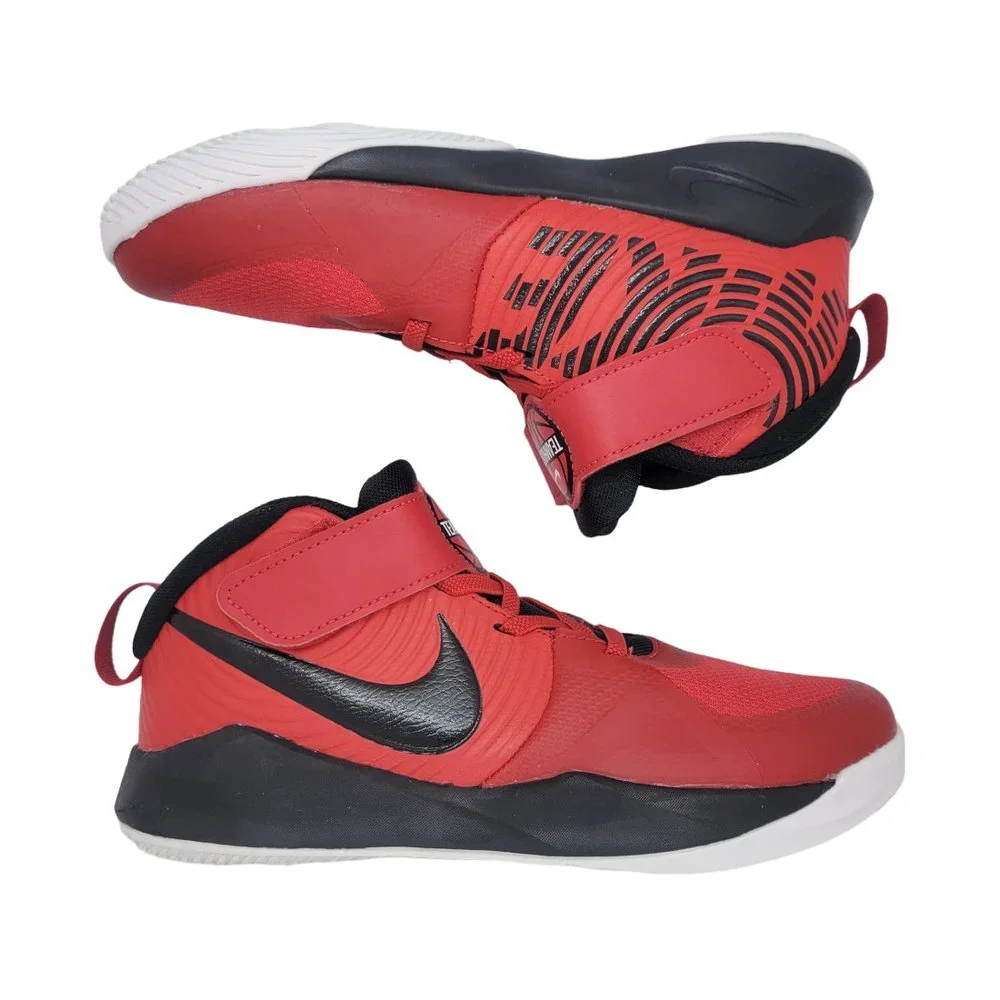 NWB 3Y Nike Boys Team Hustle D 9 AQ4224-600 Red black Basketball Shoes Sneakers